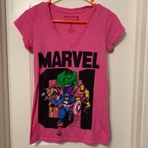Marvel Hot Pink V Neck